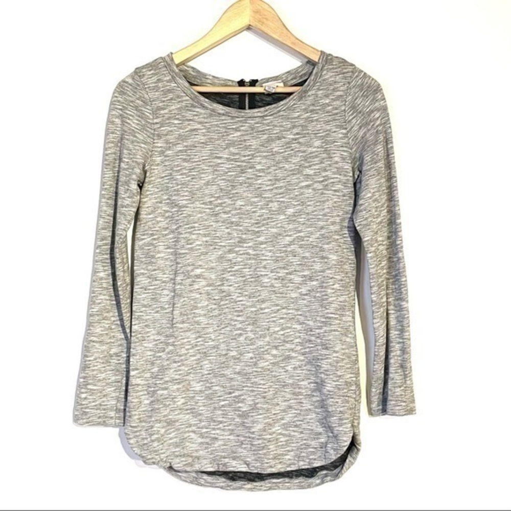 Merona xs Long Sleeve womens Top Heather Gray Zipper Shirt Tunic Sweatshirt Soft